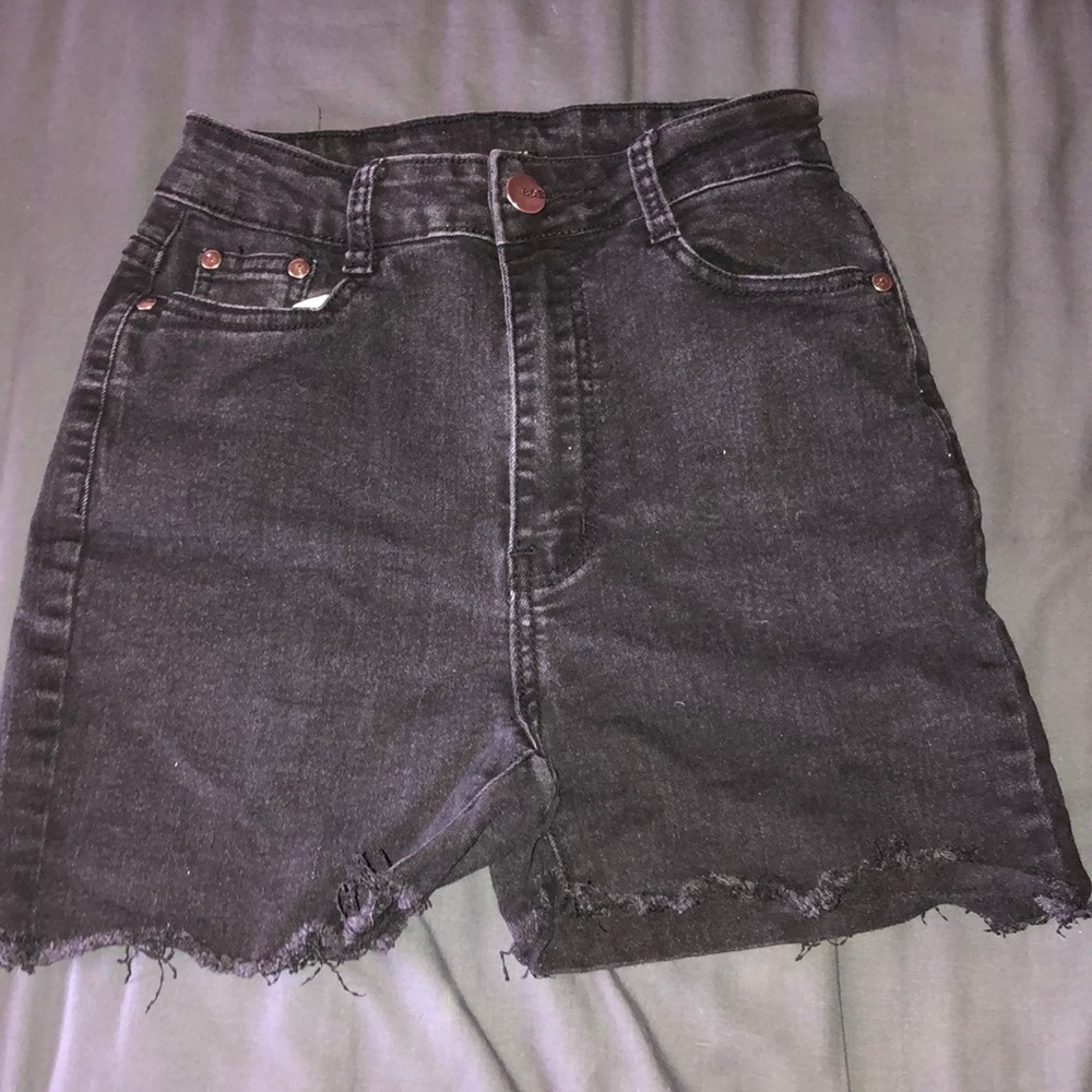 super high waist black jean shorts